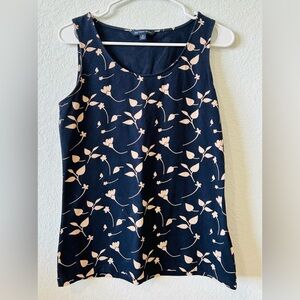 Brooks Brothers 346 Navy Floral Sleeveless Blouse Size M